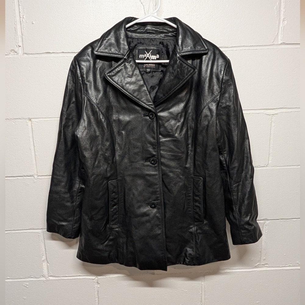 Wilsons Leather Maxima Women's Black Button Jacket Large
